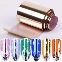 Set of 14 Color Metal Shiny Pure Color Nail Art Foil Transfer Manicure Salon Laser Nail Sticker